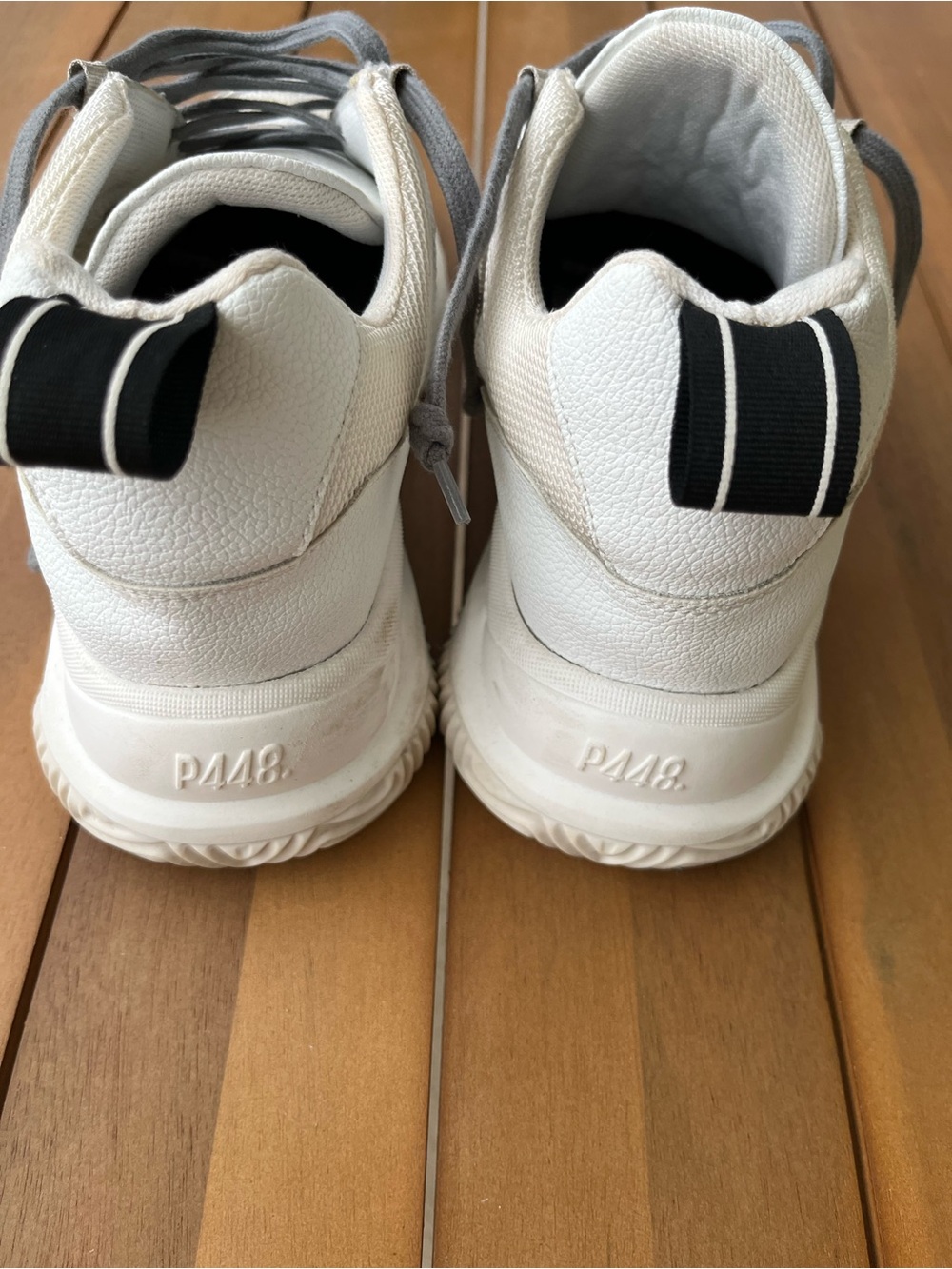 P448 White & Beige Leather Mesh Sneakers size 38 - Picture 8 of 16